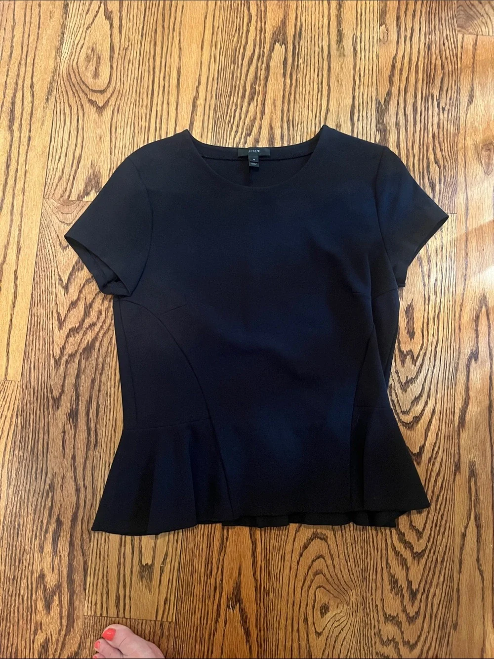 J. Crew Black Short-Sleeve Peplum Top